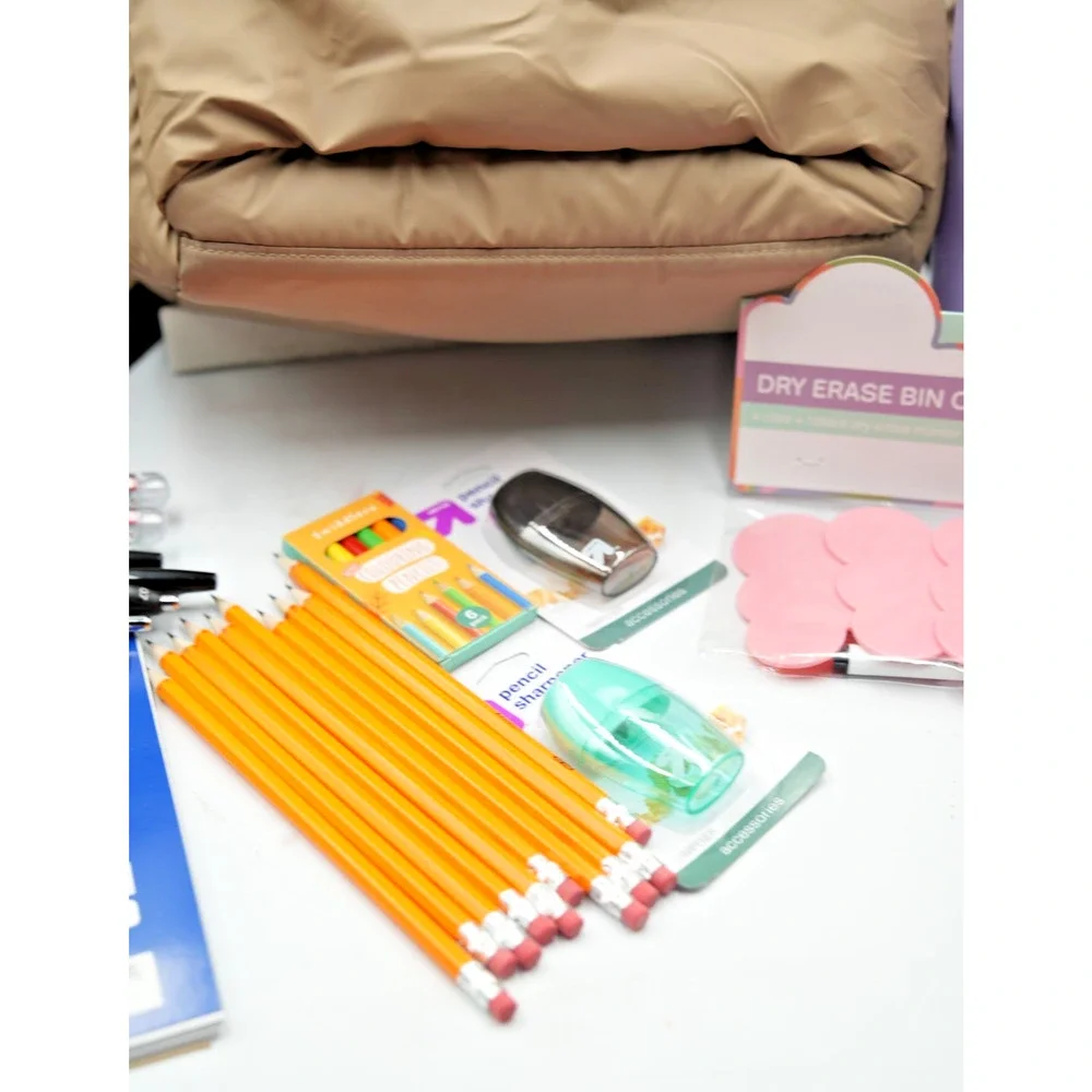 Tan Puffer Backpack Bundle with Embark‎ Lunchbox and 25+ Back to School Items